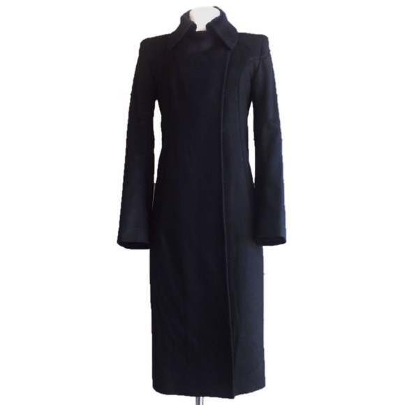 Black Wool Designer Coat - Picture 4 of 8